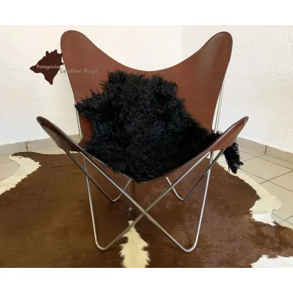 Zdjęcie Dywan ze skóry koziej Angora w kolorze czarnym
