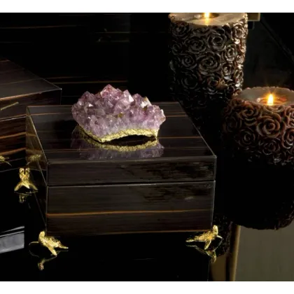 Picture Ebony box with amethyst and nickel accessories