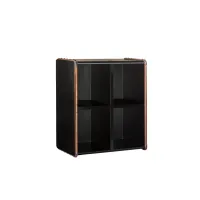Picture Low four-compartment bookcase in black - Authentic Models