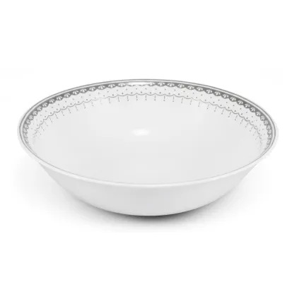 Zdjęcie Piękna miska sałatkowa z porcelany zdobiona szarym geometrycznym motywem - Leander