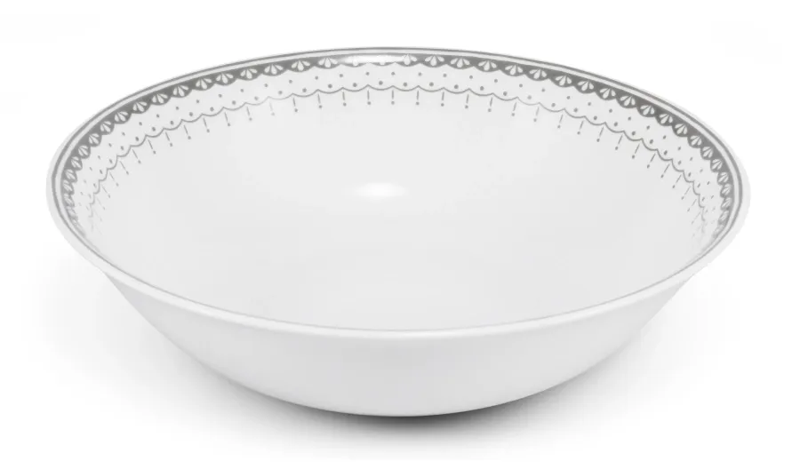 obrazek 1 Piękna miska sałatkowa z porcelany zdobiona szarym geometrycznym motywem - Leander