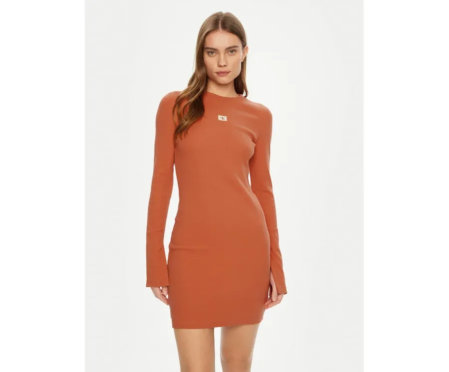 obrazek 1 Calvin Klein Jeans Sukienka codzienna J20J225112 Pomarańczowy Slim Fit