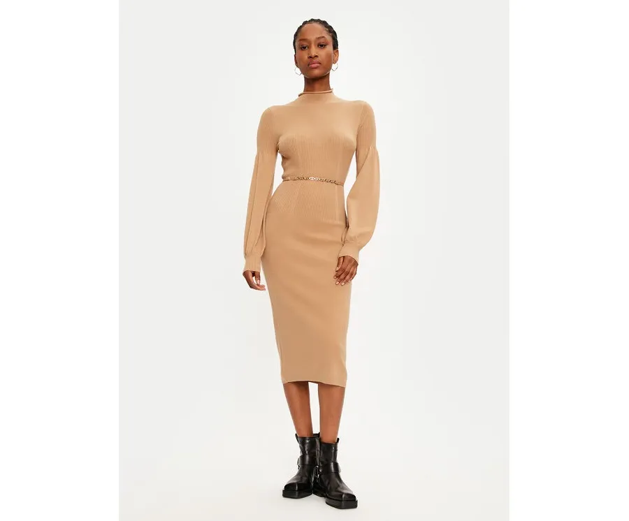 obrazek 1 TWINSET Sukienka dzianinowa 242TP3591 Beżowy Slim Fit
