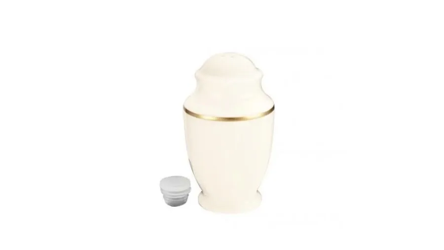 obrazek 1 Kremowa porcelanowa solniczka z Niemiec zdobiona złotą obwódką – Tettau