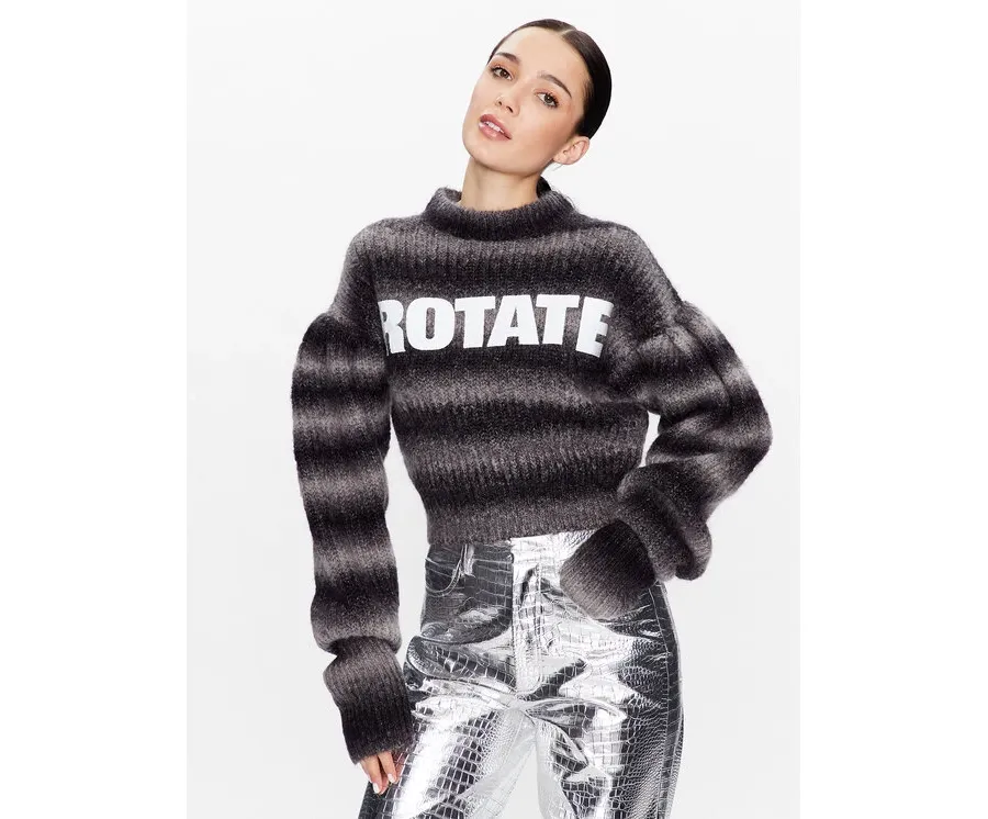 obrazek 1 ROTATE Sweter Mohair Knit RT2404 Szary Regular Fit