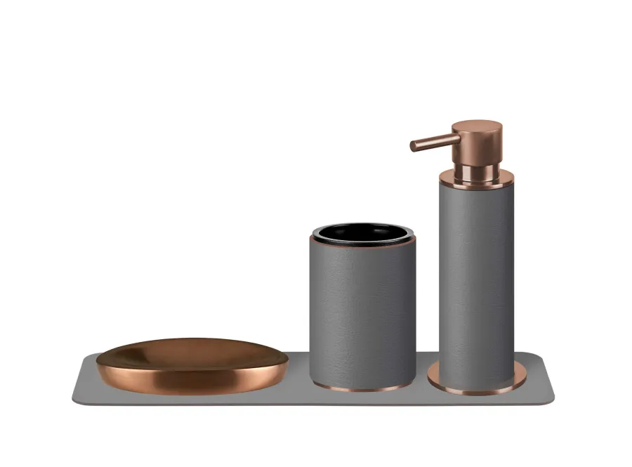 obrazek 2 Stylowy miedziowany dozownik Ø7xH19 cm w kolorze szarym