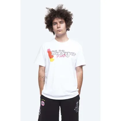 Zdjęcie Puma t-shirt bawełniany x Kidsuper Studio kolor biały z nadrukiem 530410.02-BIAlY