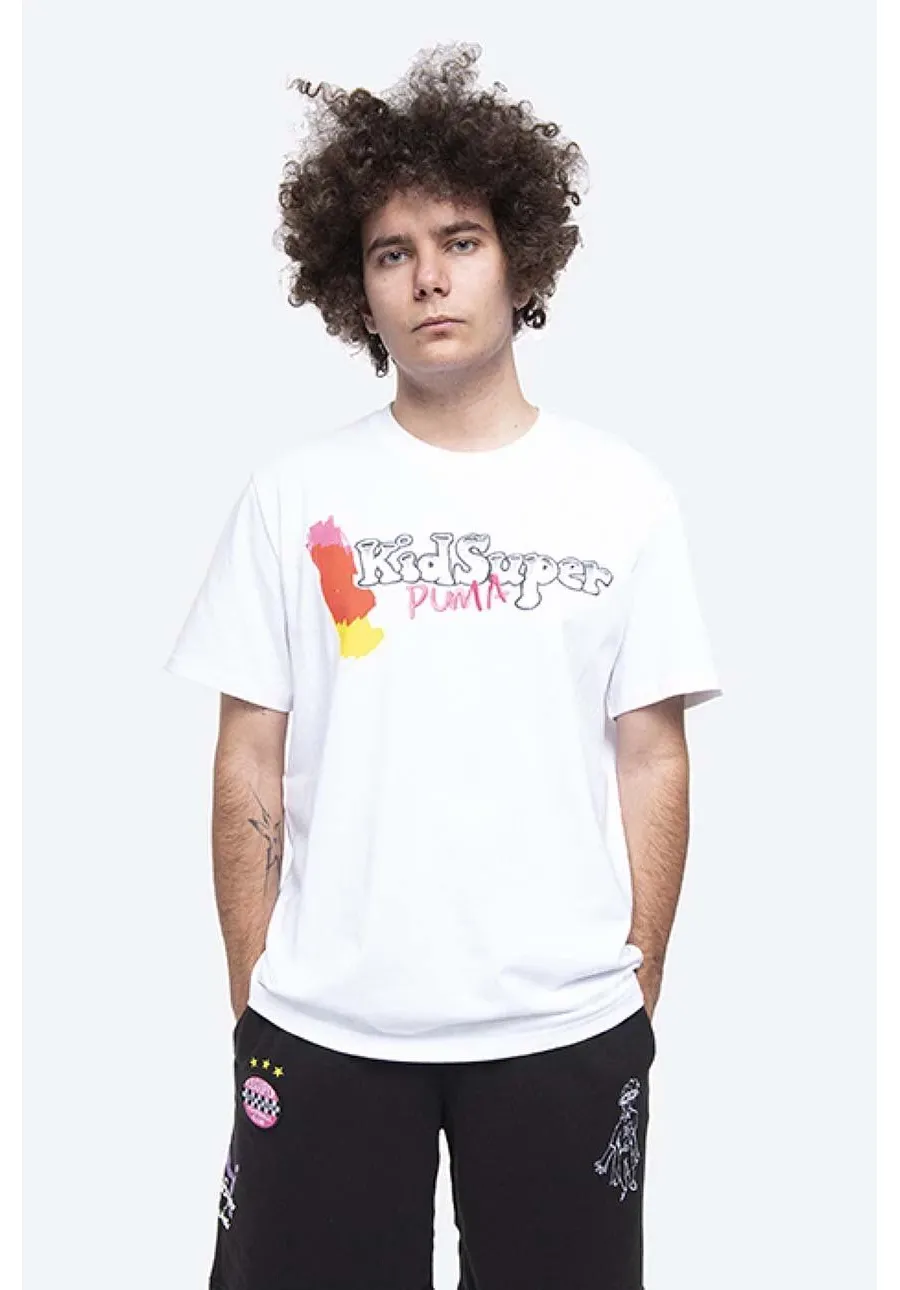 obrazek 1 Puma t-shirt bawełniany x Kidsuper Studio kolor biały z nadrukiem 530410.02-BIAlY