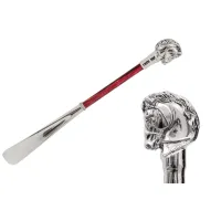 Picture Exclusive red shoe horn with a handle in the shape of a horse's head - Pasotti