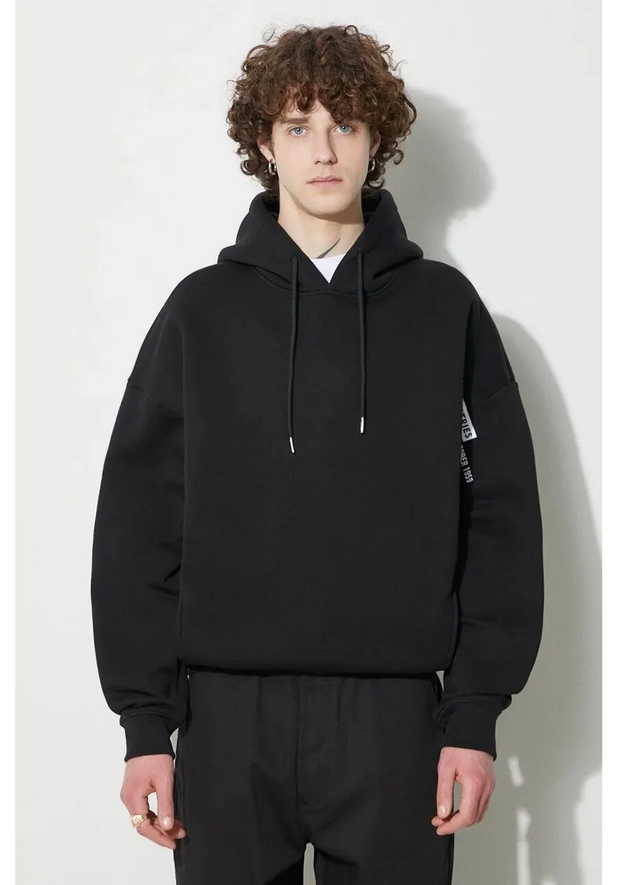 obrazek 1 Alpha Industries bluza Flock Logo Hoody męska kolor czarny z kapturem z nadrukiem 146340