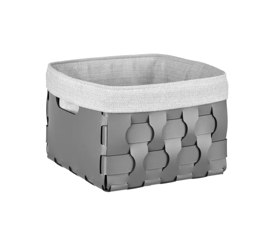 obrazek 2 Stylowy szary kosz Dubai 25x25xH20 cm wykonany ze skóry