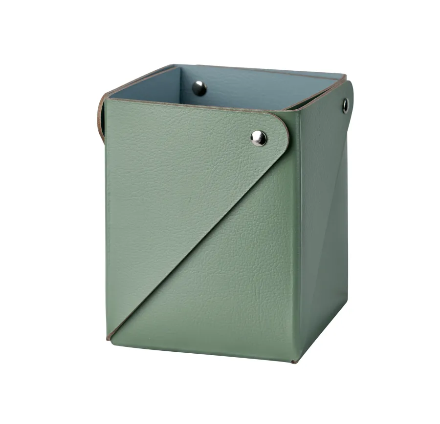 obrazek 1 Pojemnik Miu wykonany ze skóry w kolorze liści eukaliptusa
