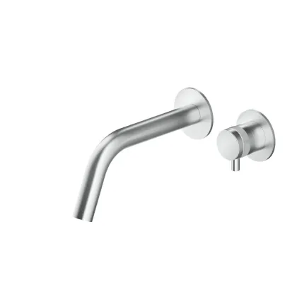 Zdjęcie Łazienkowa dwuotworowa bateria ścienna ze stali nierdzewnej