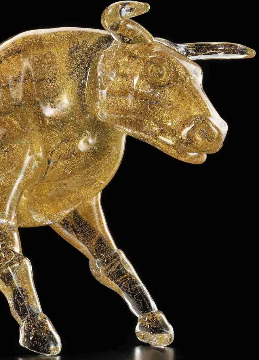 obrazek 3 Dekoracyjna figurka byka ze złota i szkła Murano
