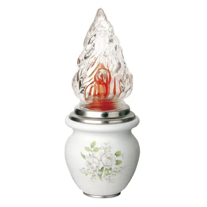 Zdjęcie Ozdobna lampa elektryczna na grób z porcelany