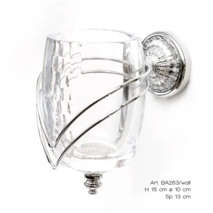 Zdjęcie Piękny naścienny pojemnik na szczoteczki z włoskiego ręcznie szlifowanego kryształu i chromowanego mosiądzu - Il Paralume Marina