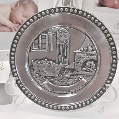 Picture Stylish Irish engraved birth plate