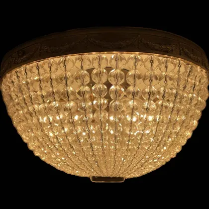 Picture A chic bronze and crystal ceiling lamp from the 20th century