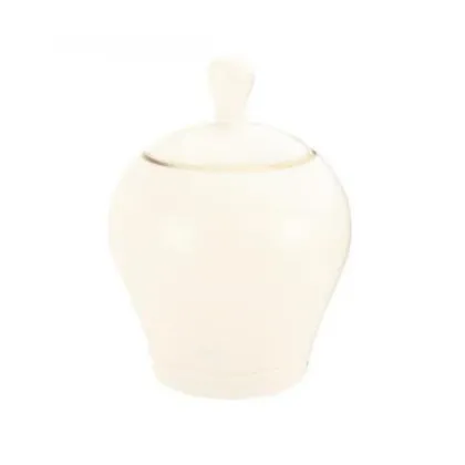 Zdjęcie Kremowa porcelanowa cukiernica ze złotą obwódką w stylu klasycznym - Tettau