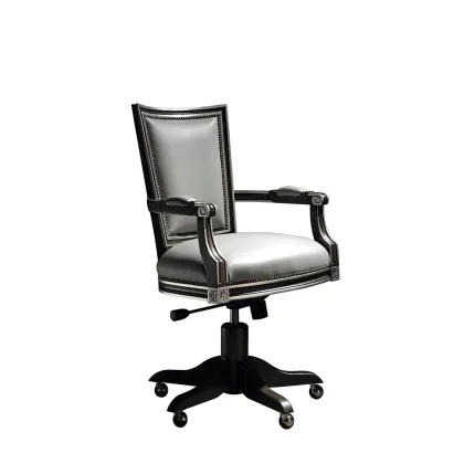 Picture Elegant ANDINO office armchair - ebony, silver, leather - Collecion Alexandra