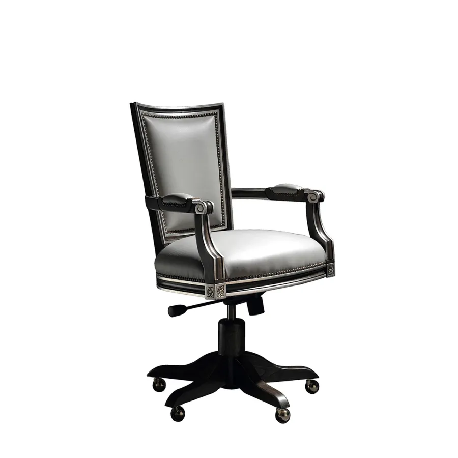 obrazek 1 Elegancki fotel biurowy ANDINO - heban, srebro, skóra - Collecion Alexandra