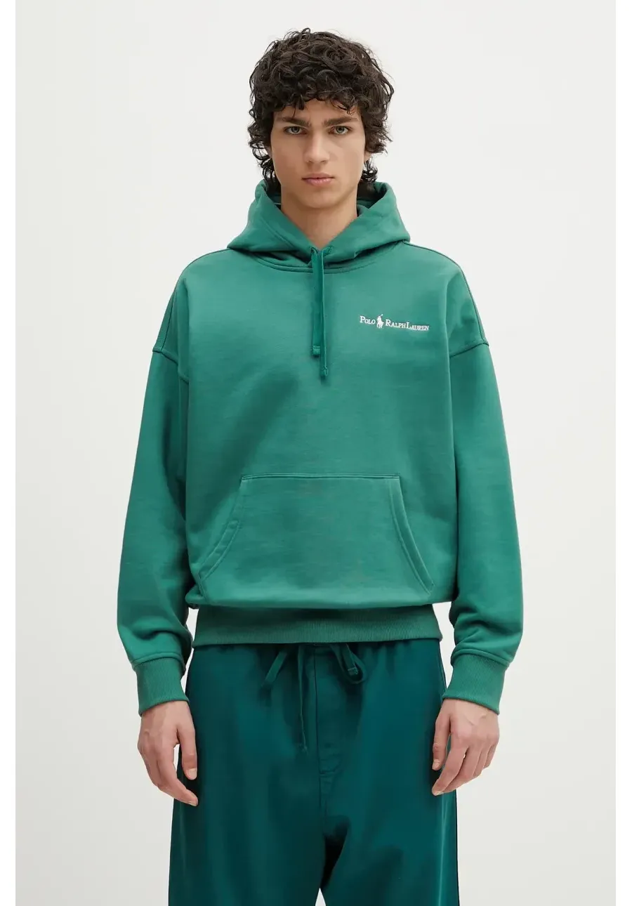 obrazek 1 Polo Ralph Lauren bluza Long Sleeve Sweatshirt męska kolor zielony z kapturem gładka 710961135