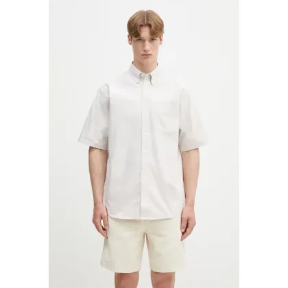Zdjęcie Carhartt WIP koszula bawełniana S/S Braxton Shirt męska kolor beżowy regular z kołnierzykiem button-down I031454.2V4XX