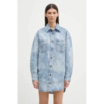 Zdjęcie Fiorucci sukienka jeansowa Angel Print Denim Shirt Dress kolor niebieski mini prosta W02SPDDR313DN03DN02