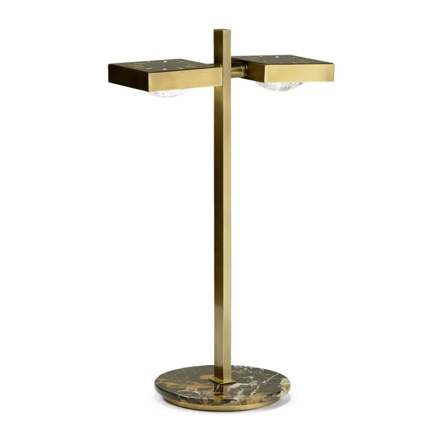 obrazek 2 Mosiężna dwupunktowa regulowana lampa stołowa H.58xL.34xP.22 cm