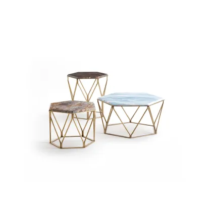 Zdjęcie Designerski stolik kawowy z sześciokątnym blatem 56x48x38cm - Ulivi Salotti