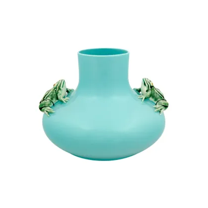 Picture Turquoise ceramic vase with decoration