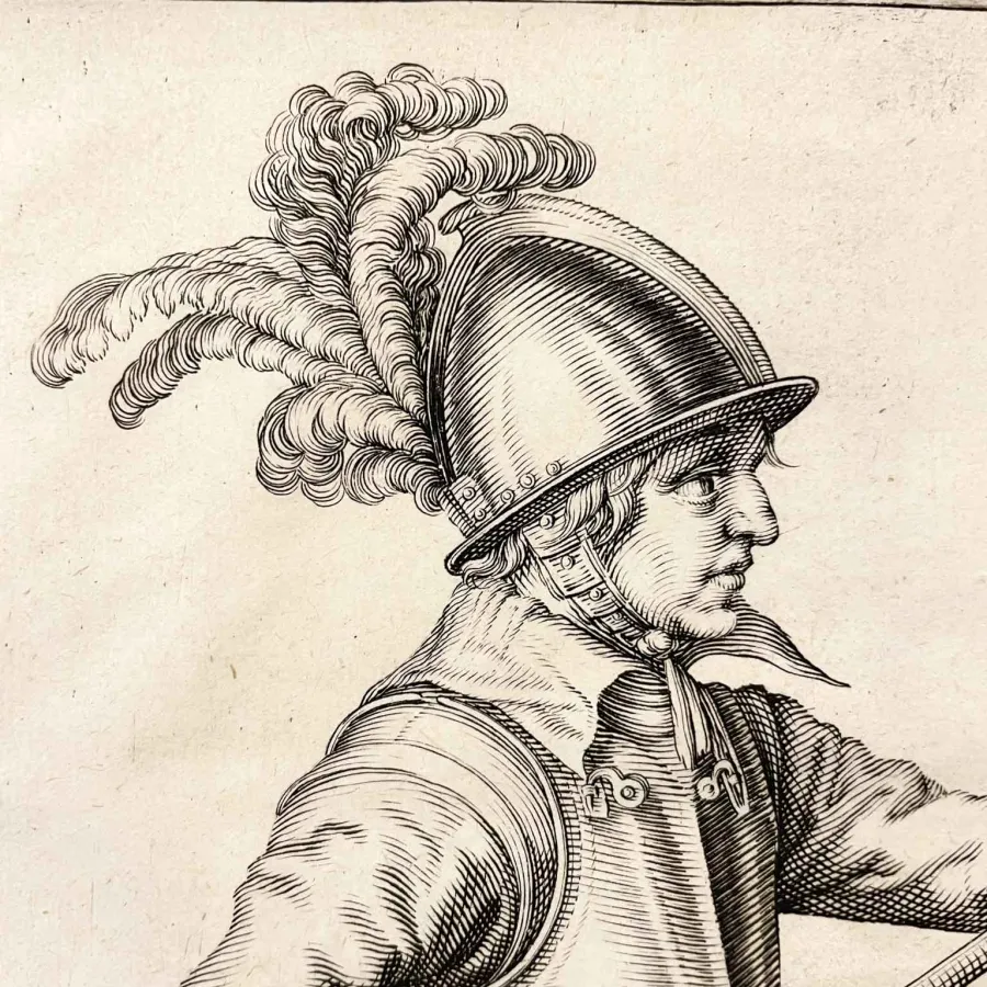 obrazek 2 Gustowna rycina Jacob De Gheyn Profil żołnierza z XVI wieku