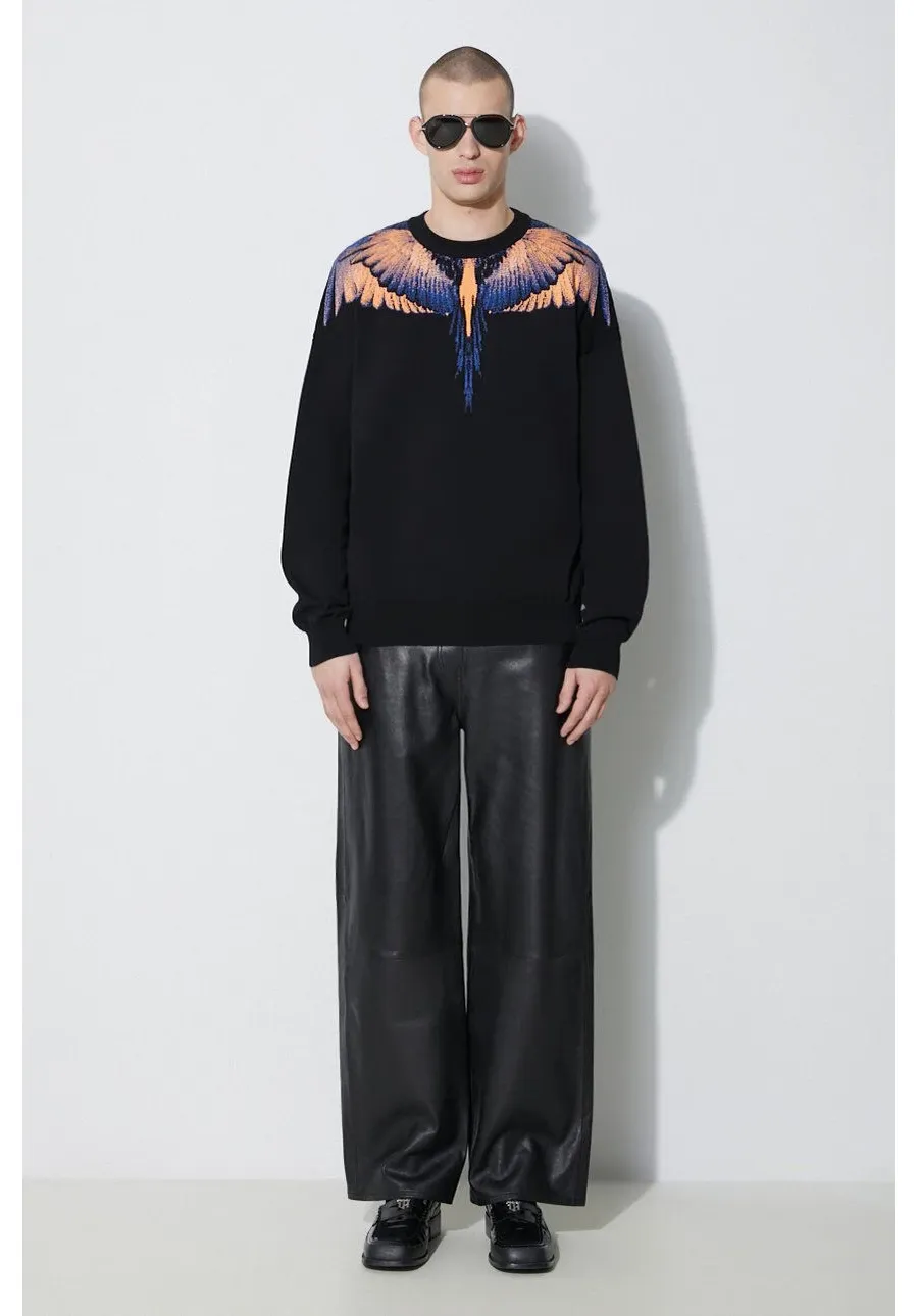 obrazek 1 Marcelo Burlon sweter bawełniany Icon Wings Knit Boxy Crew kolor czarny lekki CMHE024S24KNI0011026