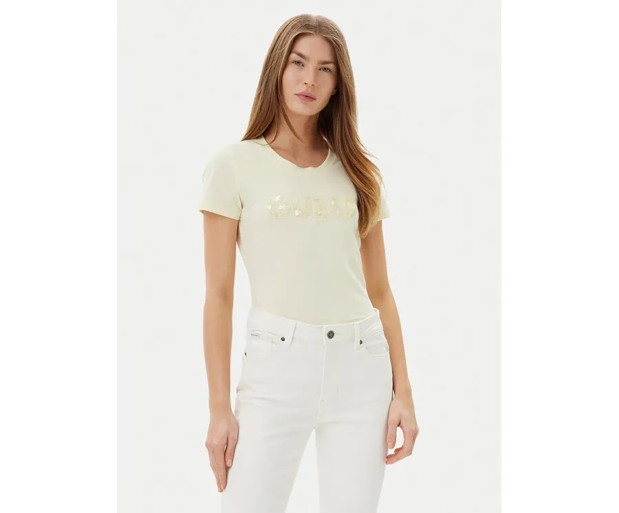 obrazek 1 Guess T-Shirt W5GI17 J1314 Żółty Slim Fit