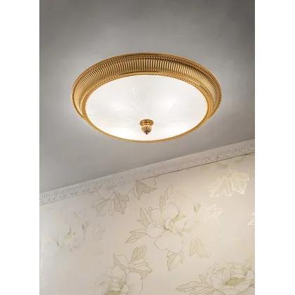 Zdjęcie Designerska pozłacana lampa sufitowa z dekoracyjnym szkłem