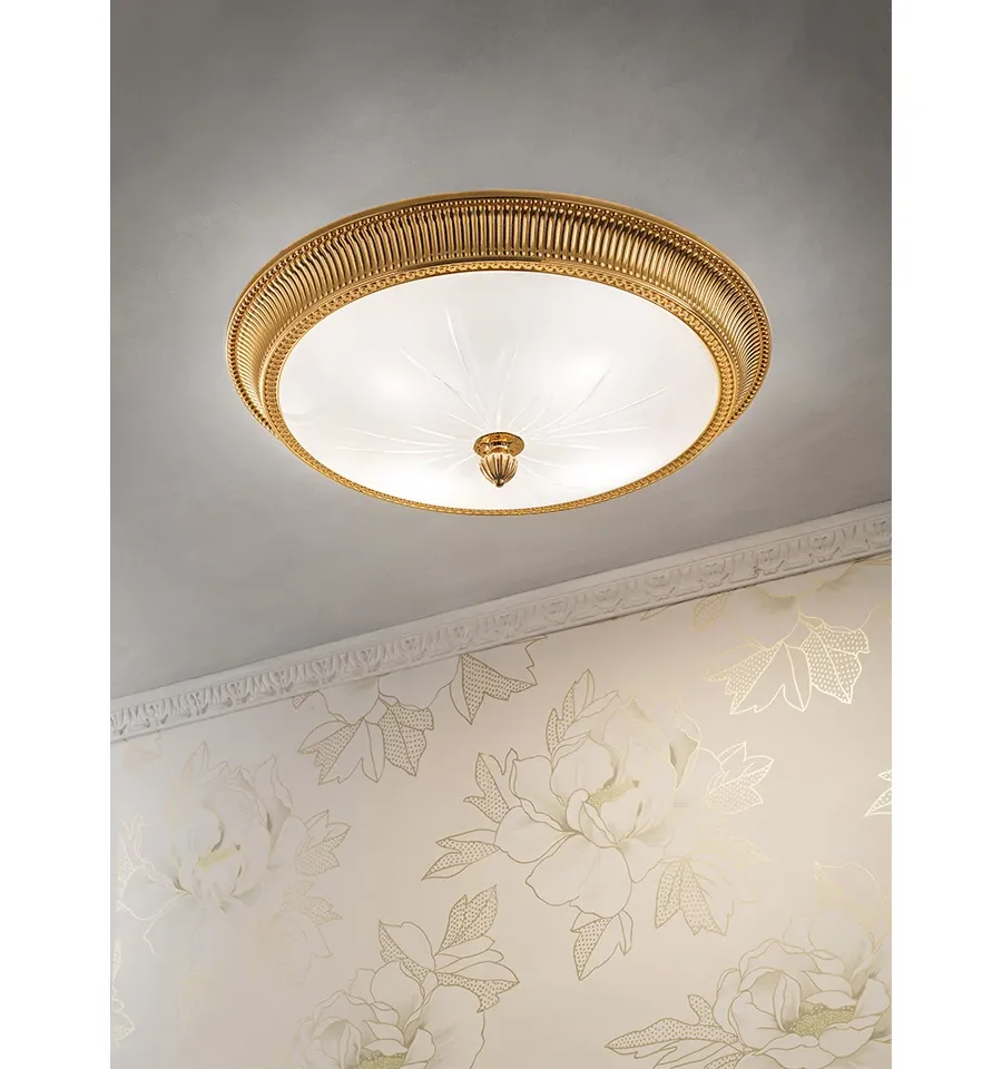 obrazek 1 Designerska pozłacana lampa sufitowa z dekoracyjnym szkłem