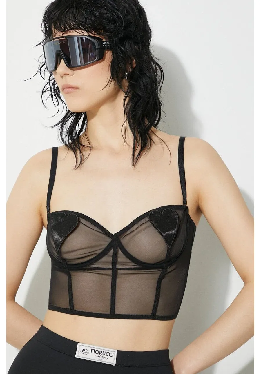 obrazek 1 Fiorucci top Black Tulle Heart Bralette damski kolor czarny W01FPTSL025LY04BK01