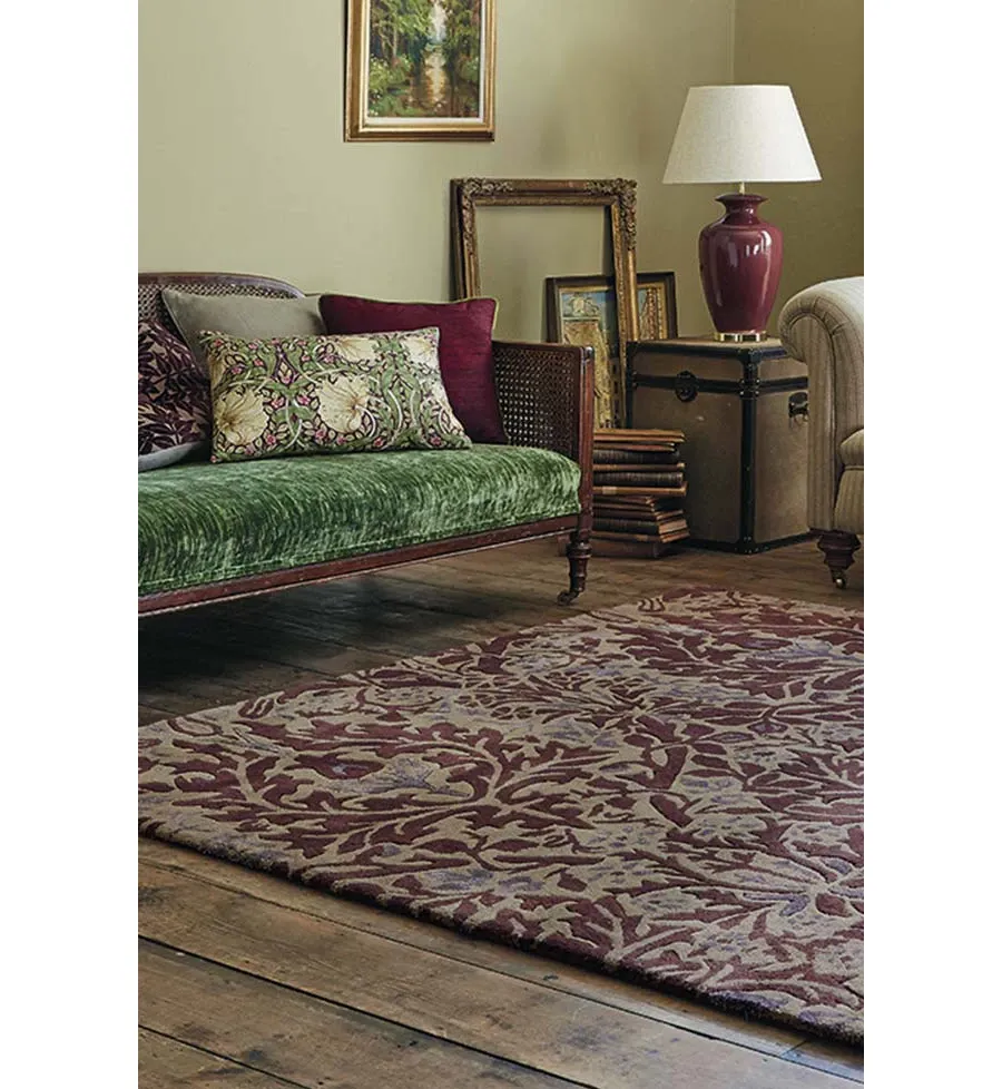 obrazek 2 Luksusowy bordowy dywan w ornament - AUTUMN FLOWER PLUM 27500