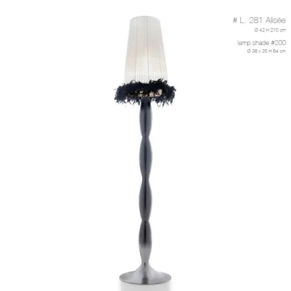 Picture Exclusive lamp decorated with black feathers, 210 cm