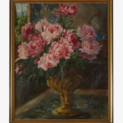 Picture A chic oil painting Still Life with Peonies from the 20th century