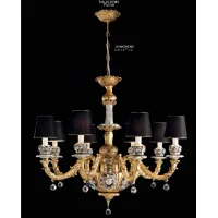 Picture Classic 8-light chandelier with Swarovski roses, round and black domes - Valle d'oro Patchi