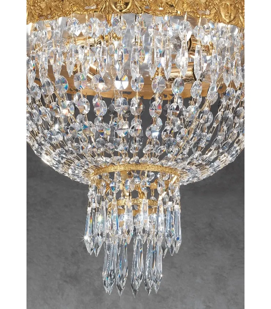 obrazek 2 Lampa sufitowa z pozłacanego brązu z kryształowymi zawieszkami