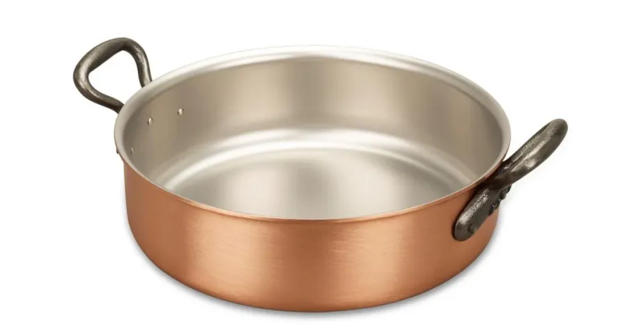 obrazek 1 Niski miedziany garnek o średnicy 24 cm z Belgii