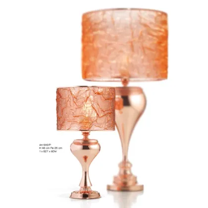 Picture Beautiful table lamp with a copper metal fiber shade - Il Paralume Marina