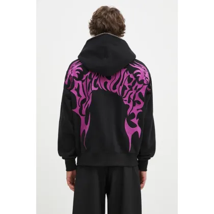 Zdjęcie PLEASURES bluza Dragon Zip męska kolor czarny z kapturem z aplikacją P24W032
