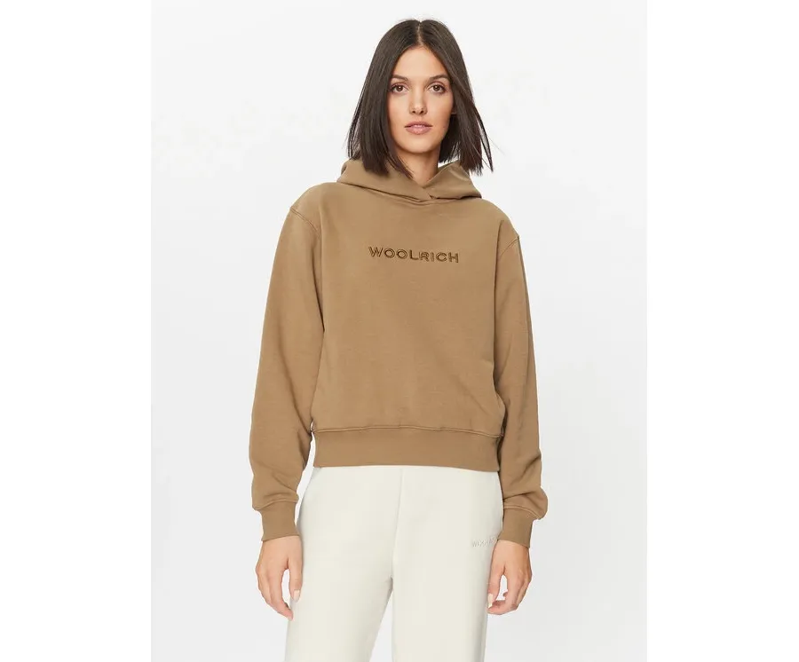 Woolrich Bluza Logo Hoodie CFWWSW0116FRUT3164 Br zowy Regular Fit