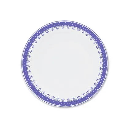 Zdjęcie Wyjątkowy płaski talerz z porcelany zdobiony pięknym niebieskim ornamentem - Leander