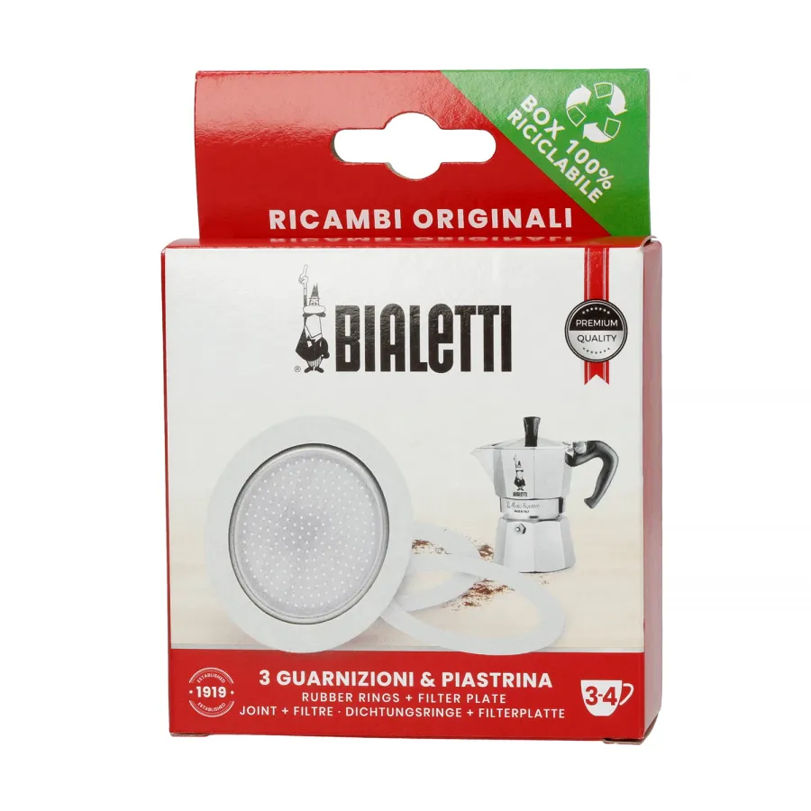 obrazek 1 Bialetti - Uszczelka (3 szt.) + sitko do kawiarek aluminiowych Bialetti 3-4tz BIALETTI