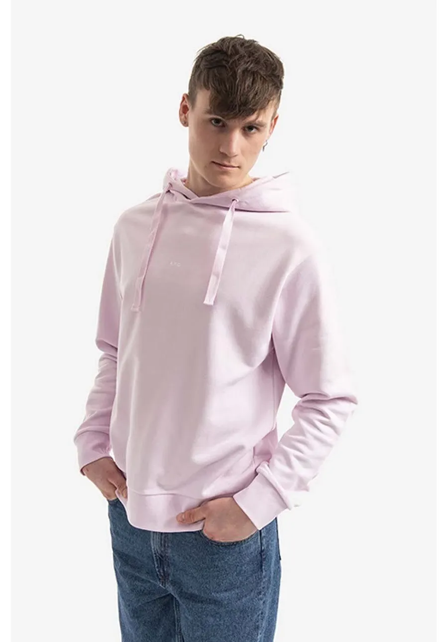 obrazek 1 A.P.C. bluza bawełniana A.P.C. Hoodie Larry męska kolor różowy z kapturem gładka COEIP.H27622-ROSEPALE