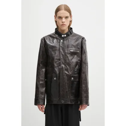 Zdjęcie Wales Bonner kurtka skórzana Vision Leather męska kolor brązowy przejściowa US25LE11.LE02.899